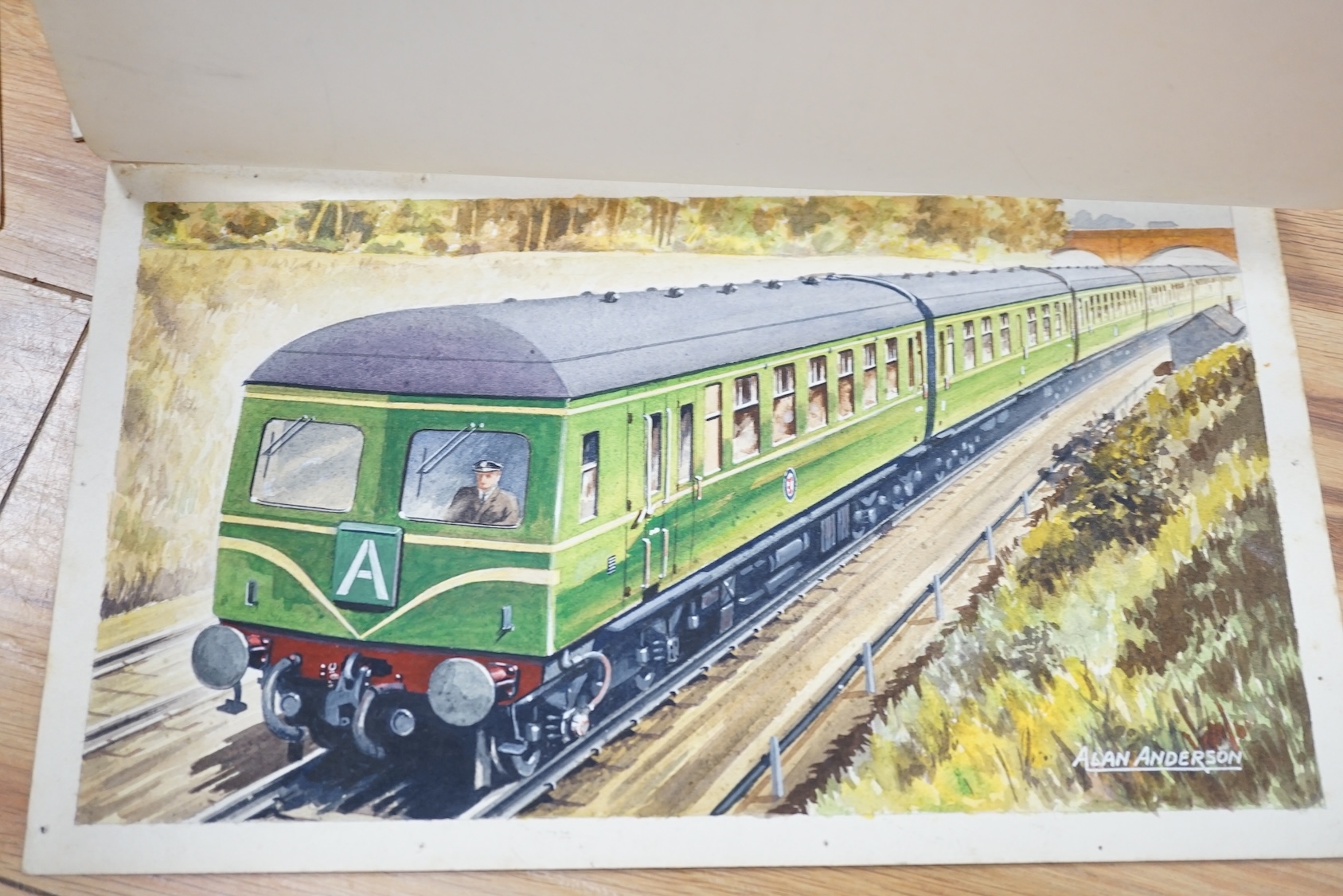 Artwork by Alan Anderson, set of four original watercolours for postcard designs, Made of watercolours