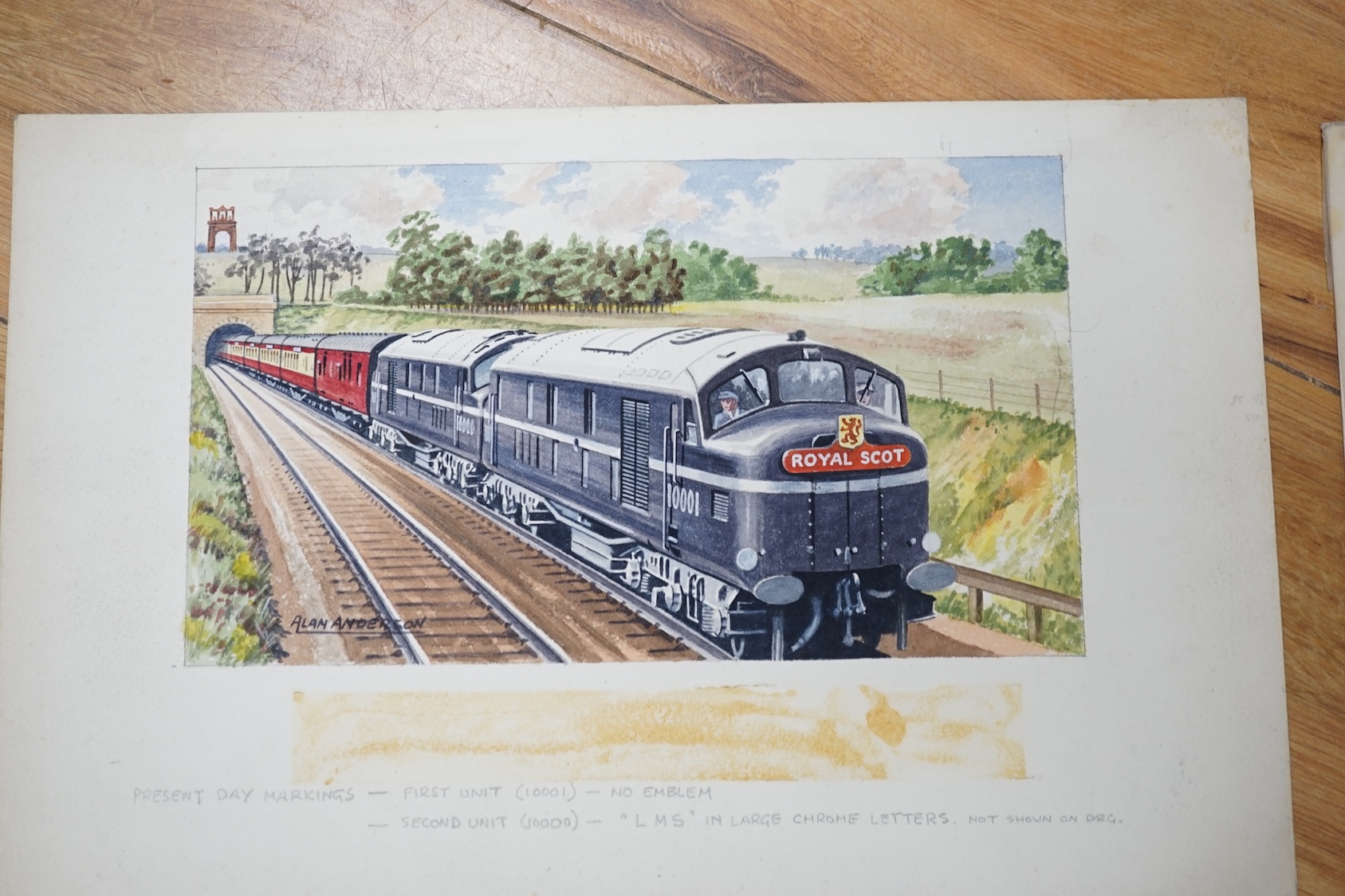 Artwork by Alan Anderson, set of four original watercolours for postcard designs, Made of watercolours