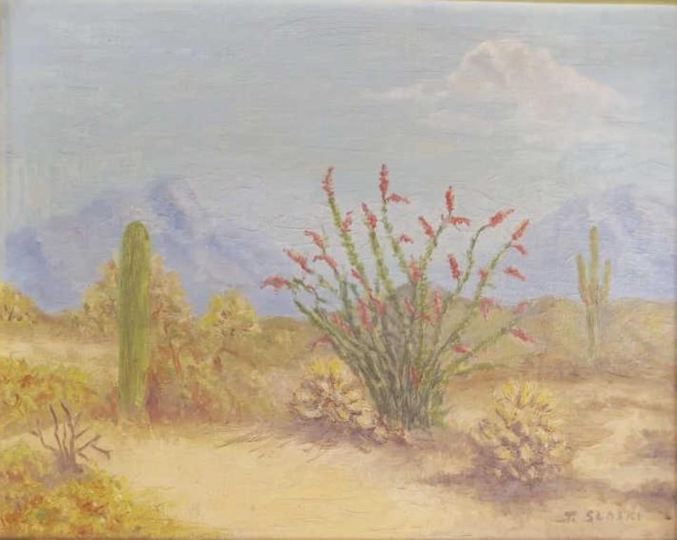 Artwork by Tadeusz Slaski, Tadeusz Slaski, Tucson Az Desert Landscape, Oil, Made of Oil on Canvas Board