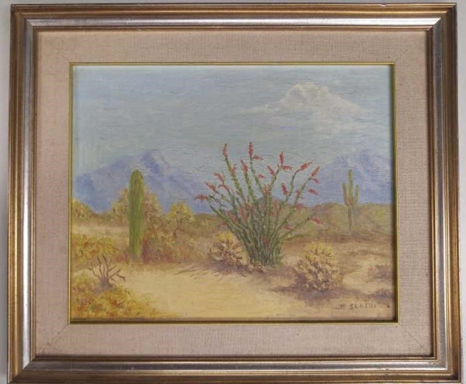 Artwork by Tadeusz Slaski, Tadeusz Slaski, Tucson Az Desert Landscape, Oil, Made of Oil on Canvas Board