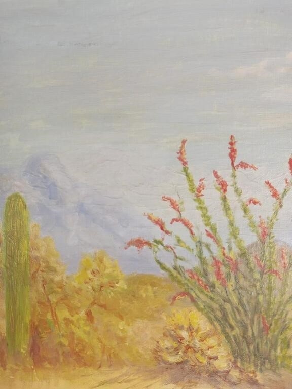 Artwork by Tadeusz Slaski, Tadeusz Slaski, Tucson Az Desert Landscape, Oil, Made of Oil on Canvas Board