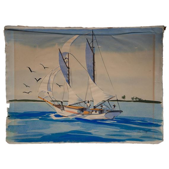 John Ward | John Ward, Original Watercolor on Paper, Tropics, Signed ...