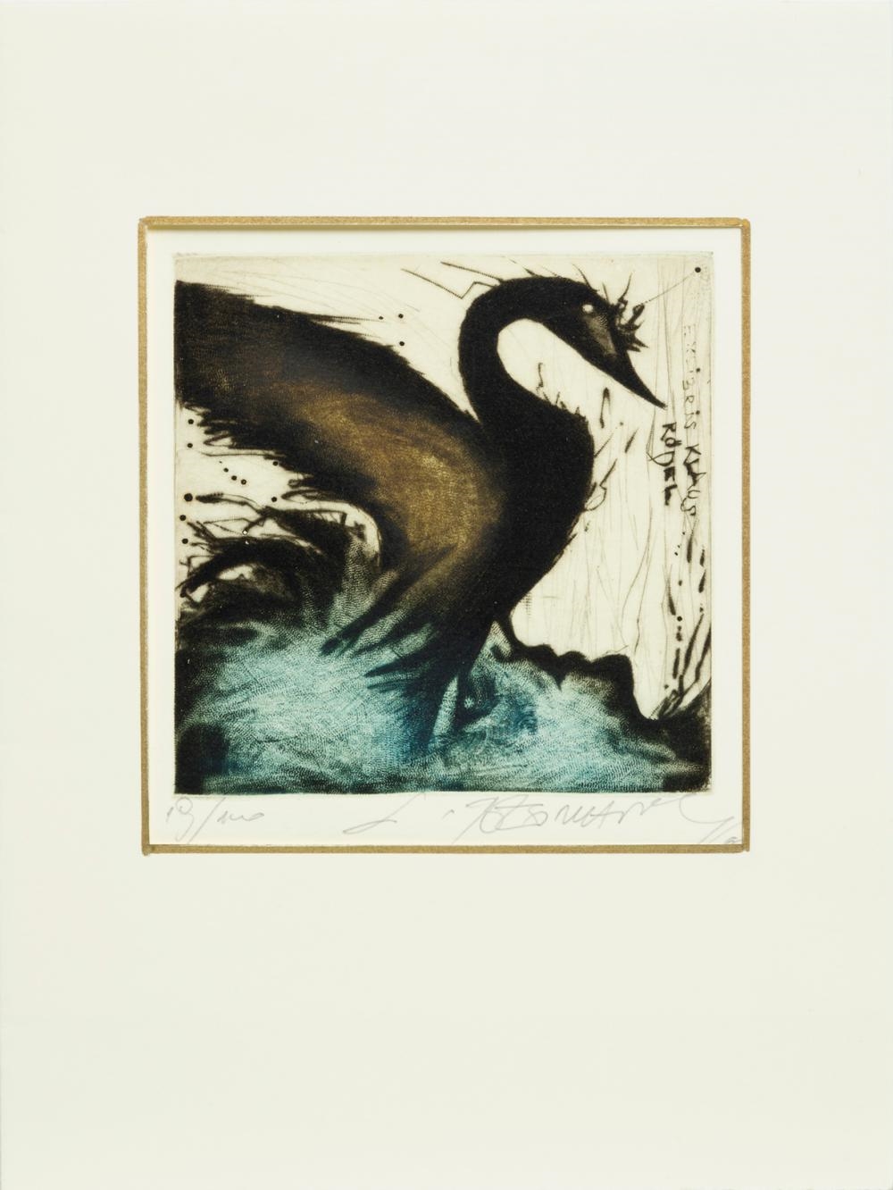 Artwork by Leo Bednárik, Swan, Made of limited edition etching