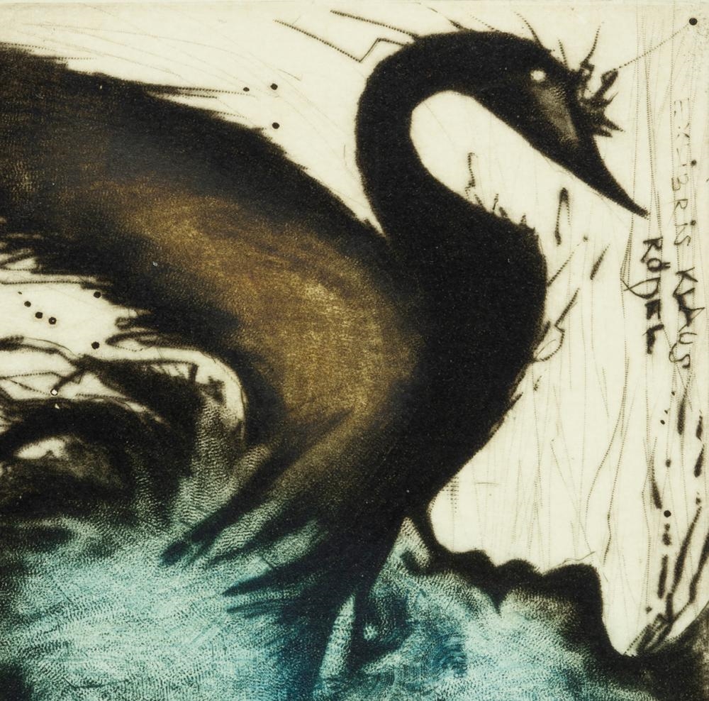 Artwork by Leo Bednárik, Swan, Made of limited edition etching