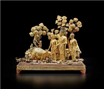 'Taming of Nalagiri' group - Nepalese School, 19th Century