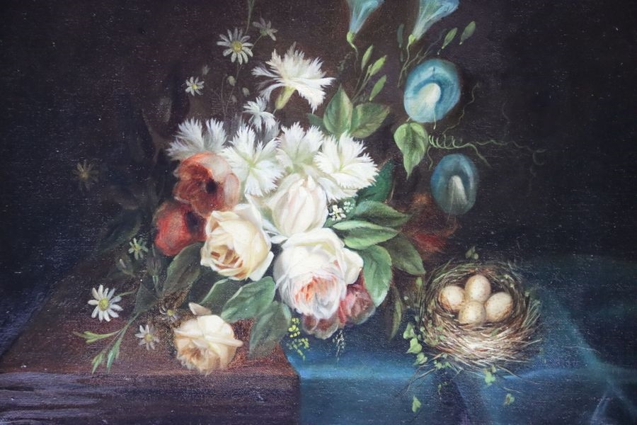 Artwork by Delphine Malbet, Suite de deux bouquets de fleurs, Made of Huile sur toile