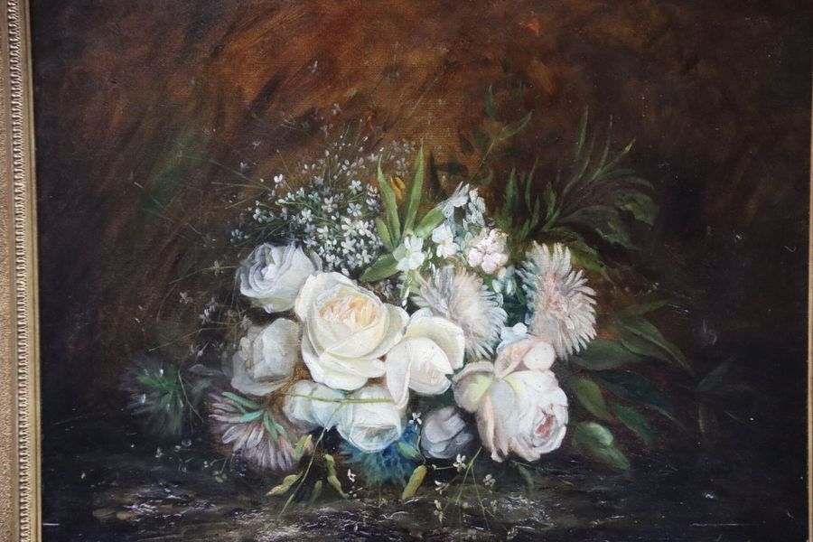Artwork by Delphine Malbet, Suite de deux bouquets de fleurs, Made of Huile sur toile