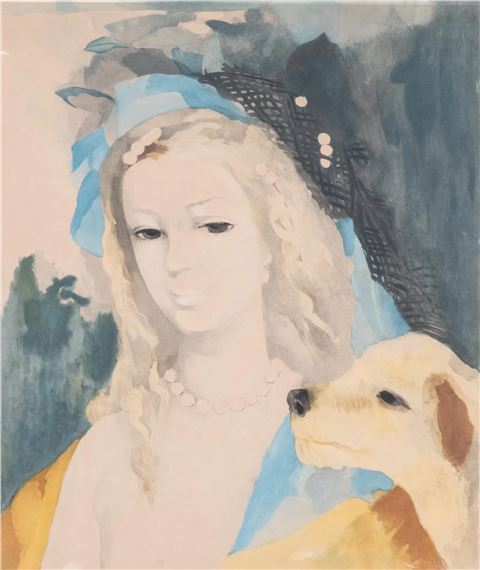 Marie Laurencin | Marie Laurencin “Jeunes Filles w Dog Lithograph