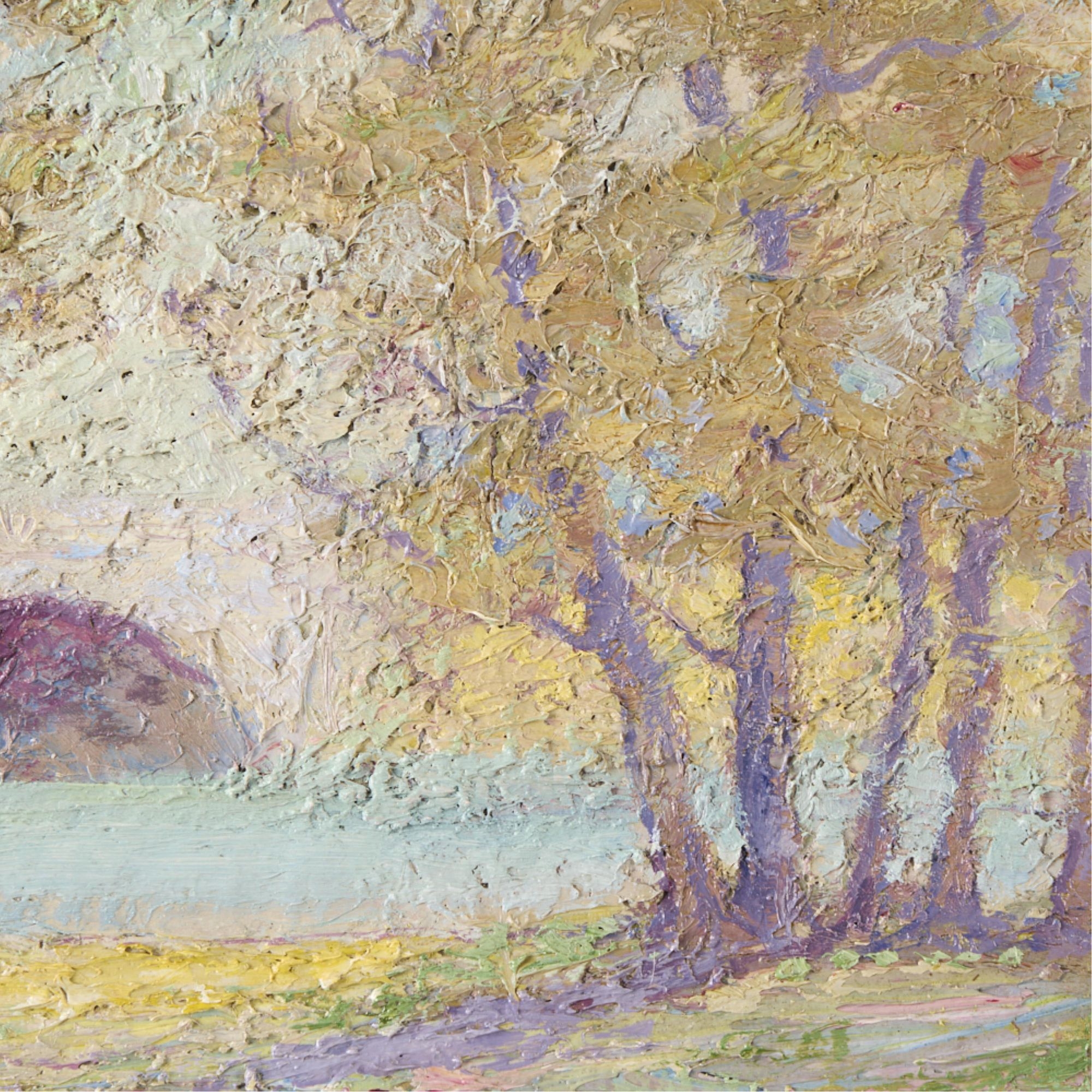 Artwork by Carl Wendell Rawson, Carl Rawson "Lake of the Isles" Painting, Made of Oil on board painting