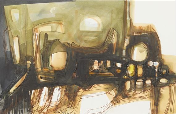 Louis Safer Watercolor Painting 1963 - Louis Safer