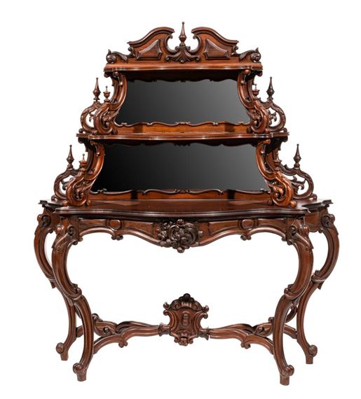 Alexandre Roux | American Rococo Carved Rosewood Etagere Console (19 ...