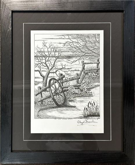 LLOYD G. NOWLIN FRAMED PRINT - WAGON WHEEL by Lloyd G. Nowlan
