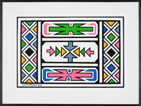 Artwork by Esther Mahlangu, Untitled 2014, Made of silkscreen print on Somerset Velvet
