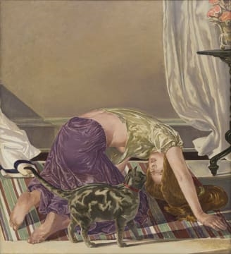 Artwork by Neil Rodger, Girl and Cat I, Made of oil on canvas