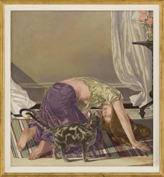 Artwork by Neil Rodger, Girl and Cat I, Made of oil on canvas