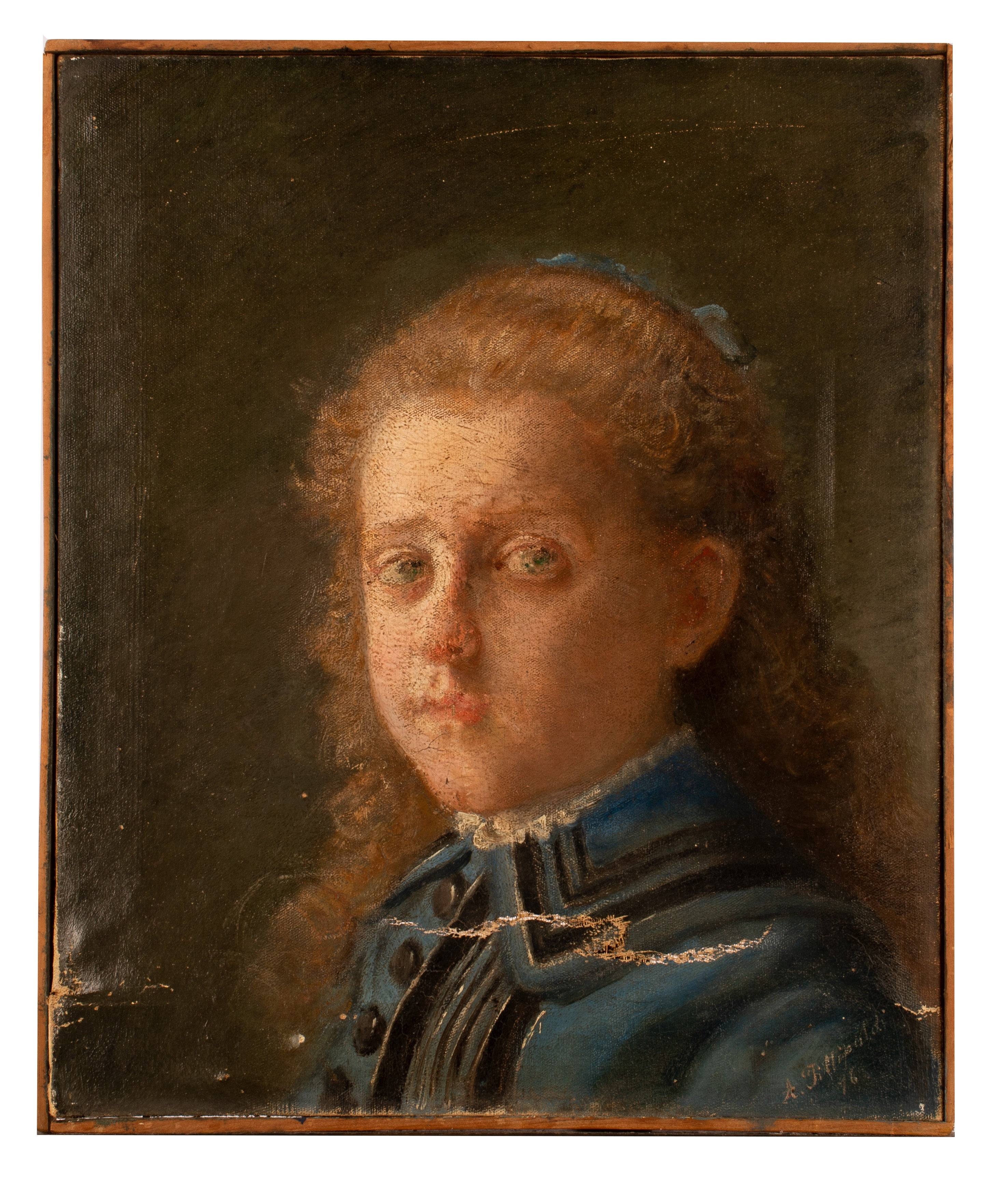 Artwork by A. Fittipaldi, Dipinto raffigurante fanciulla con vestito azzurro, Made of oil on canvas