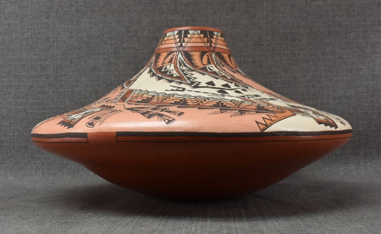 Artwork by Celinda Kaaybaah Mckelvey, NAVAJO POTTERY VASE (CELINDA KAAYBAAH MCKELVEY), Made of polychrome painted