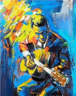 1955 Uelzen - Gitarrist (Grant Green?) - Öl/Papier - Jürgen Born