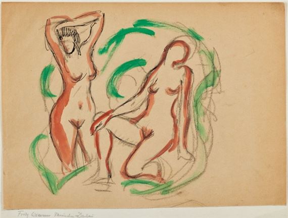 1879 Rochlitz - 1960 Neuburg am Inn - Zwei Damen - Tusche, Bleistift, Gouache/Papier - Fritz Wimmer