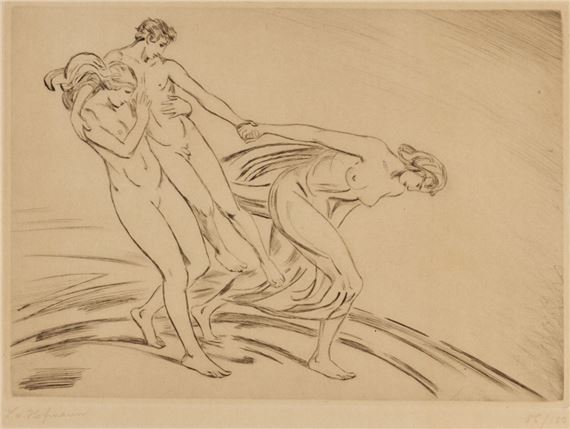 1861 Darmstadt - 1945 Pillnitz - Mythologische Szene mit Menaden - Radierung/Papier by Ludwig von Hofmann, 1890