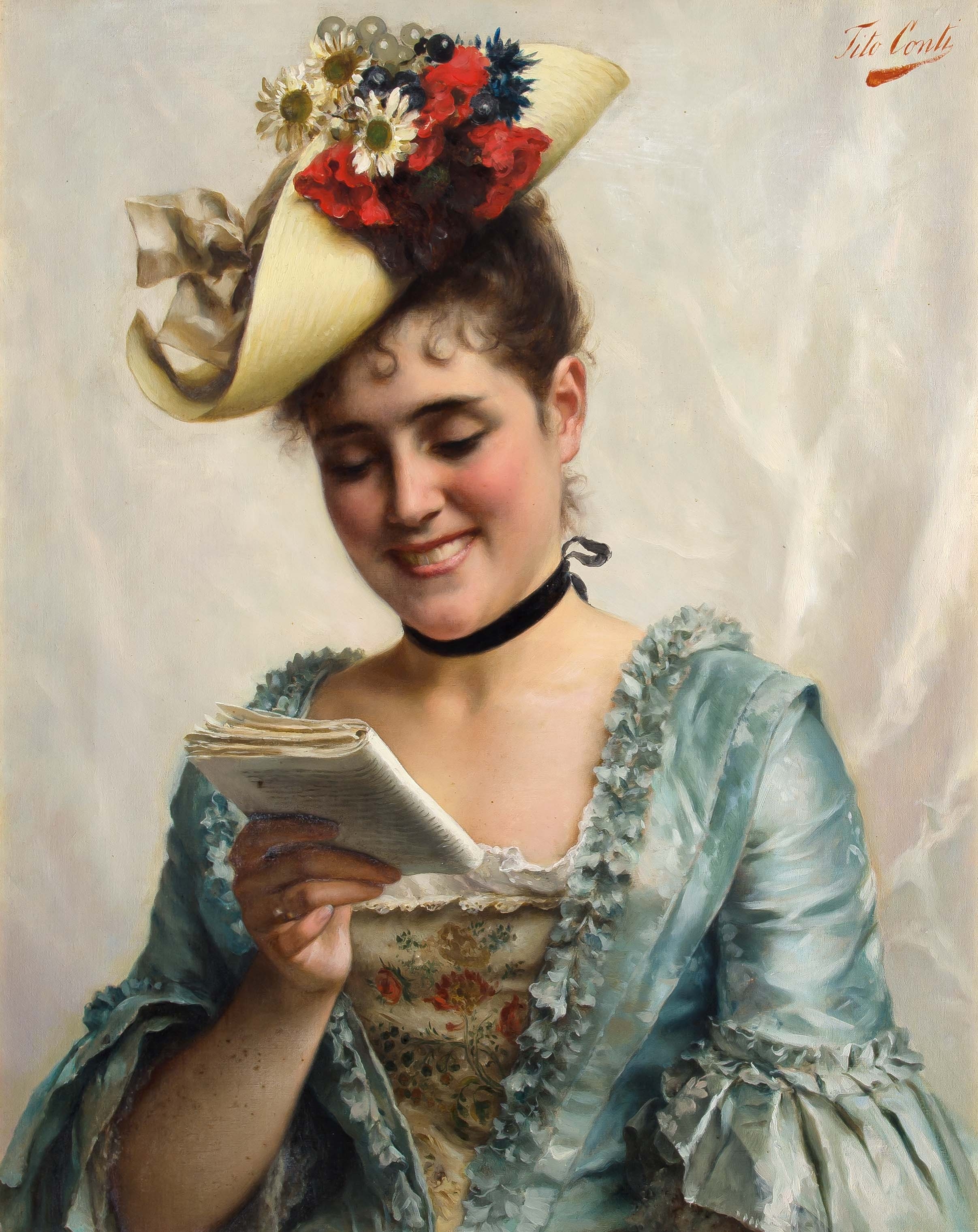 Tito Conti | PORTRAIT OF A WOMAN READING | MutualArt