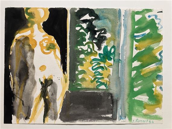 Le modèle debout devant la fenêtre ouverte