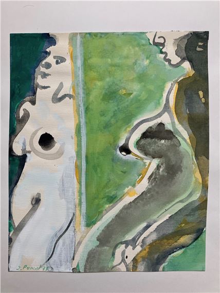 - Le modèle debout devant le miroir - Gouache sur papier Canson...