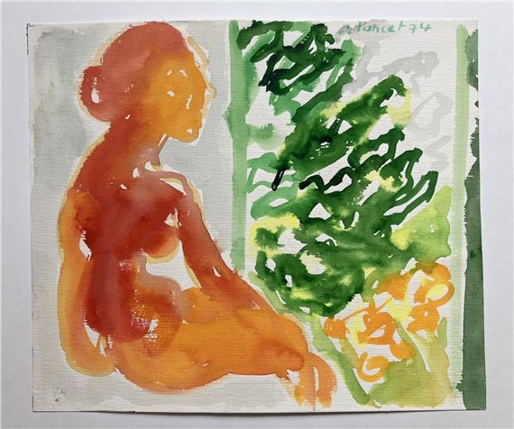 Le modèle assis devant la fenêtre -  Canson by Jacques Poncet, datée 74