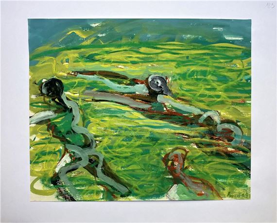 Le bain vert -  Canson by Jacques Poncet, datée 69