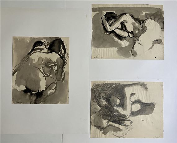 Le modèle nu - Trois  et à l'encre