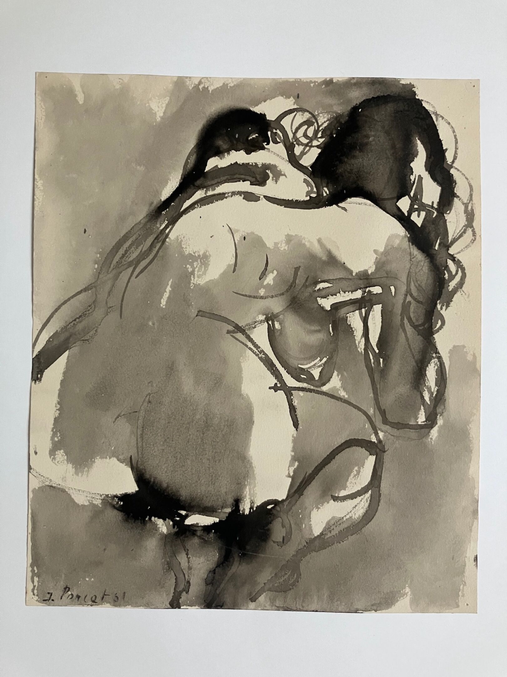 Artwork by Jacques Poncet, Le modèle nu - Trois  et à l'encre, Made of Encre de Chine sur papier