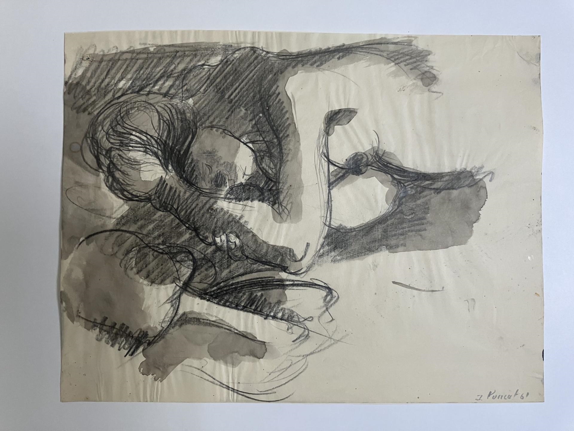 Artwork by Jacques Poncet, Le modèle nu - Trois  et à l'encre, Made of Encre de Chine sur papier