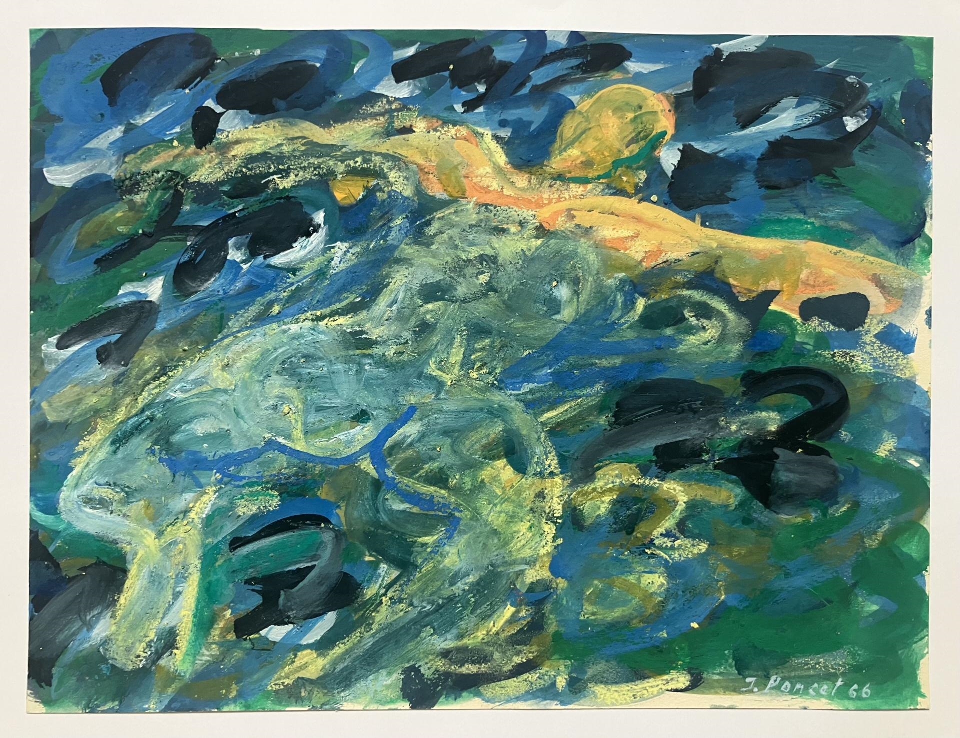 Artwork by Jacques Poncet, Le Bain -  Canson, Made of Gouache et pastel sur papier