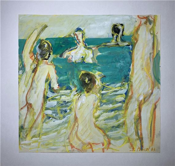 Baigneuses -  Canson by Jacques Poncet, datée 64