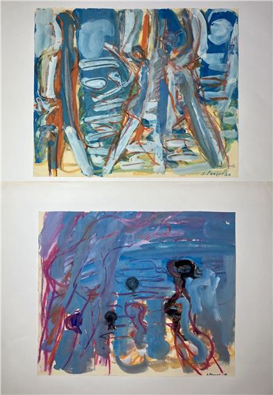 Baigneuses - Deux esquisses à la  et au pastel sur