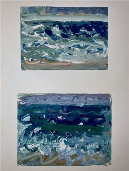 Les vagues - Deux esquisses à la gouache sur papier Canson