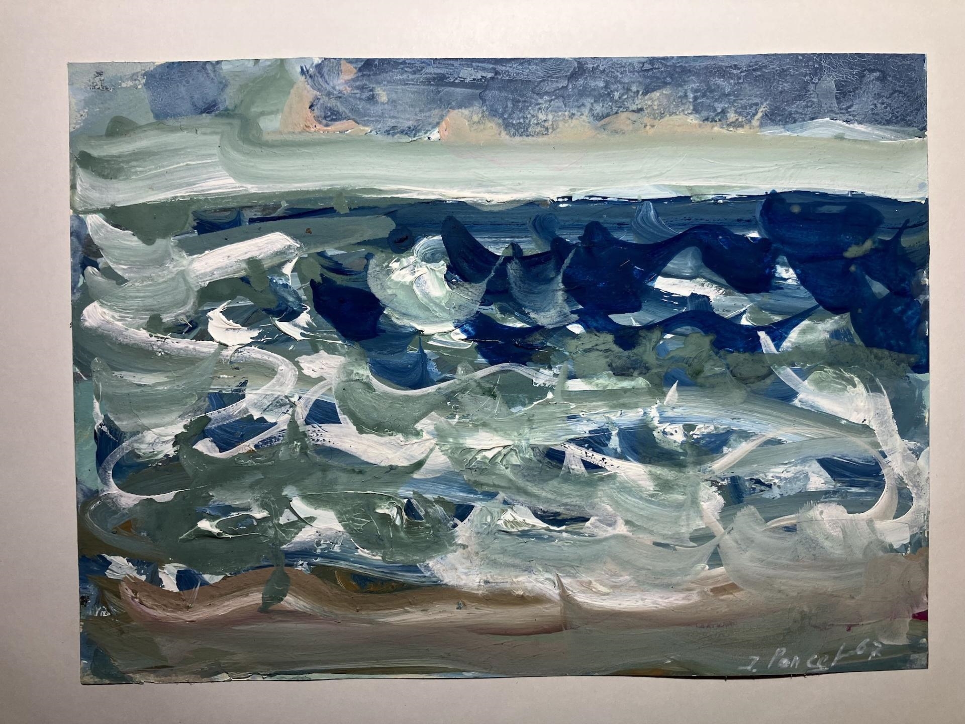 Artwork by Jacques Poncet, Les vagues - Deux esquisses à la gouache sur papier Canson, Made of Gouache sur papier
