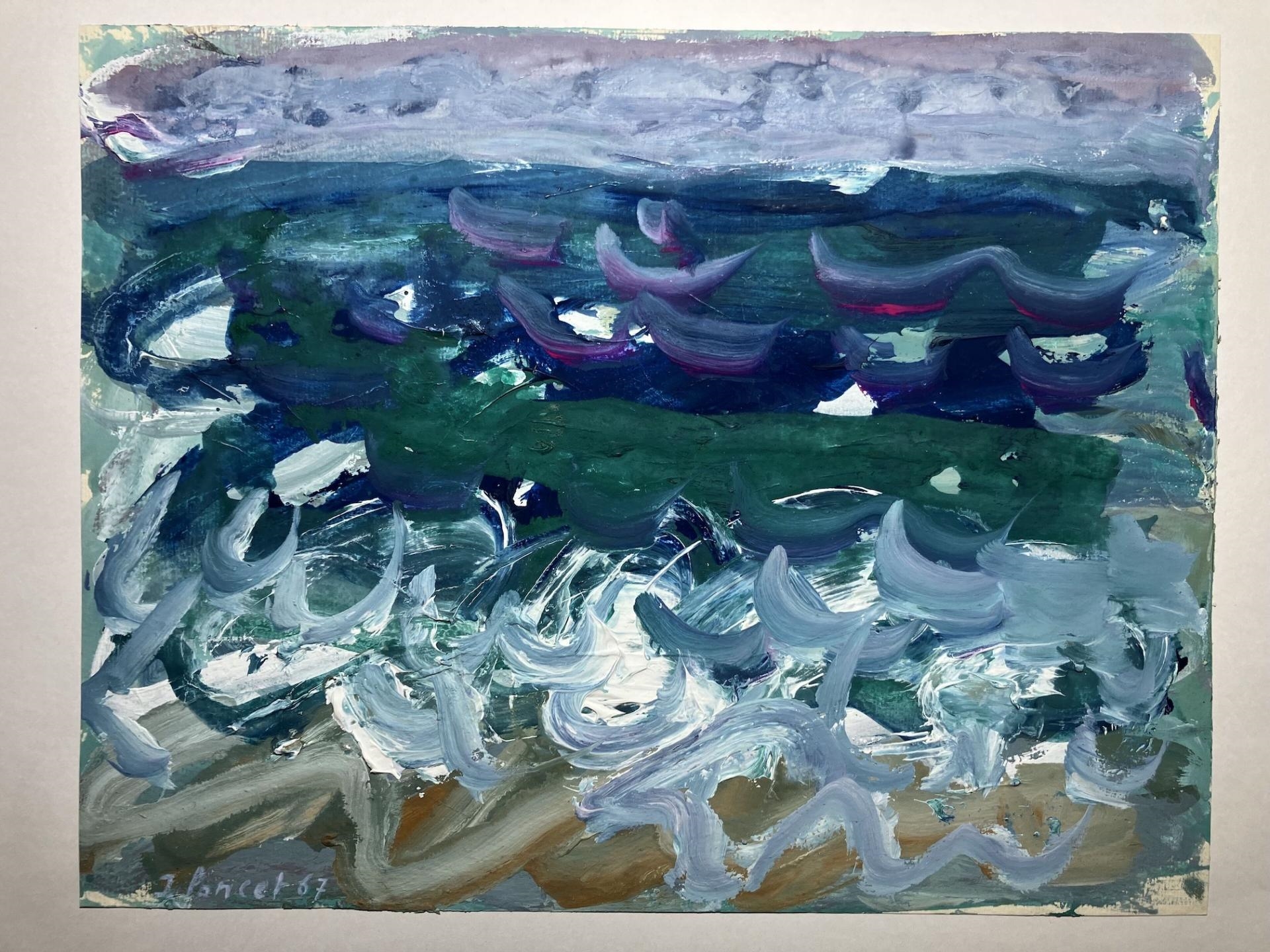 Artwork by Jacques Poncet, Les vagues - Deux esquisses à la gouache sur papier Canson, Made of Gouache sur papier