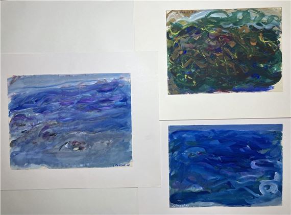 Les vagues - Trois esquisses à la  et au pastel by Jacques Poncet