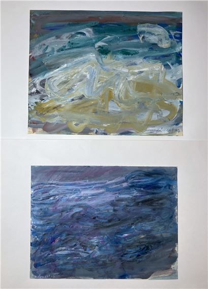 Les vagues - Deux esquisses à la  et au pastel by Jacques Poncet
