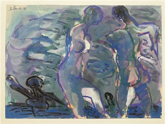 Les Baigneurs -  Canson by Jacques Poncet, datée 71