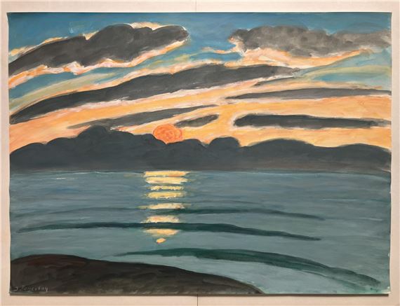 Coucher de soleil sur la mer by Jacques Poncet, datée 04
