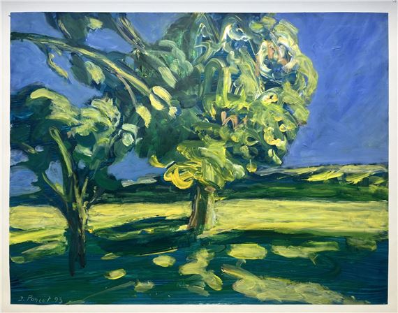 Les deux arbres dans la plaine by Jacques Poncet, datée 93