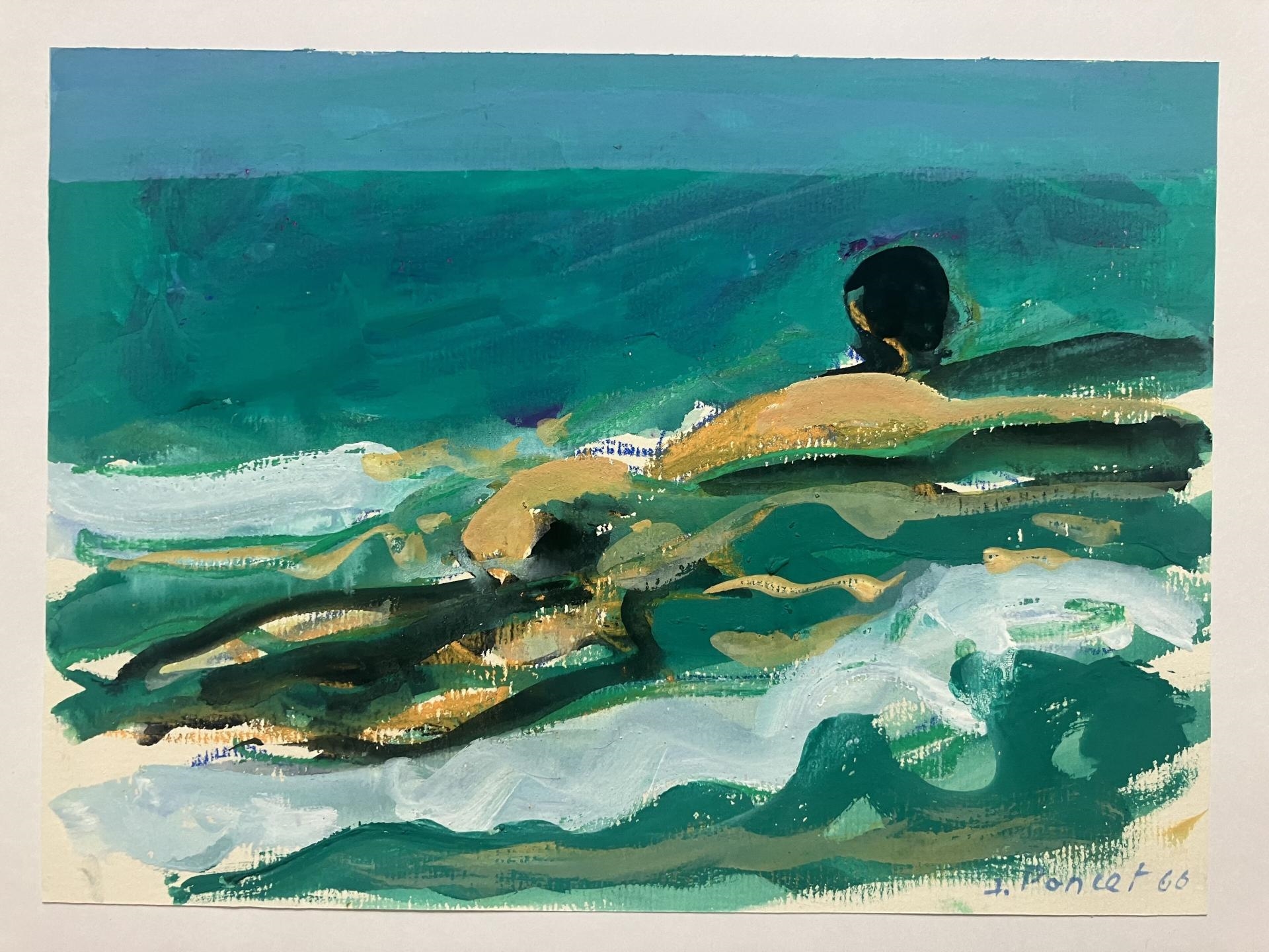 Artwork by Jacques Poncet, Le Bain -  Canson, Made of Gouache et pastel sur papier