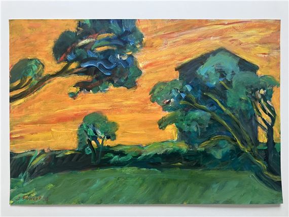 Maison dans le coucher de soleil