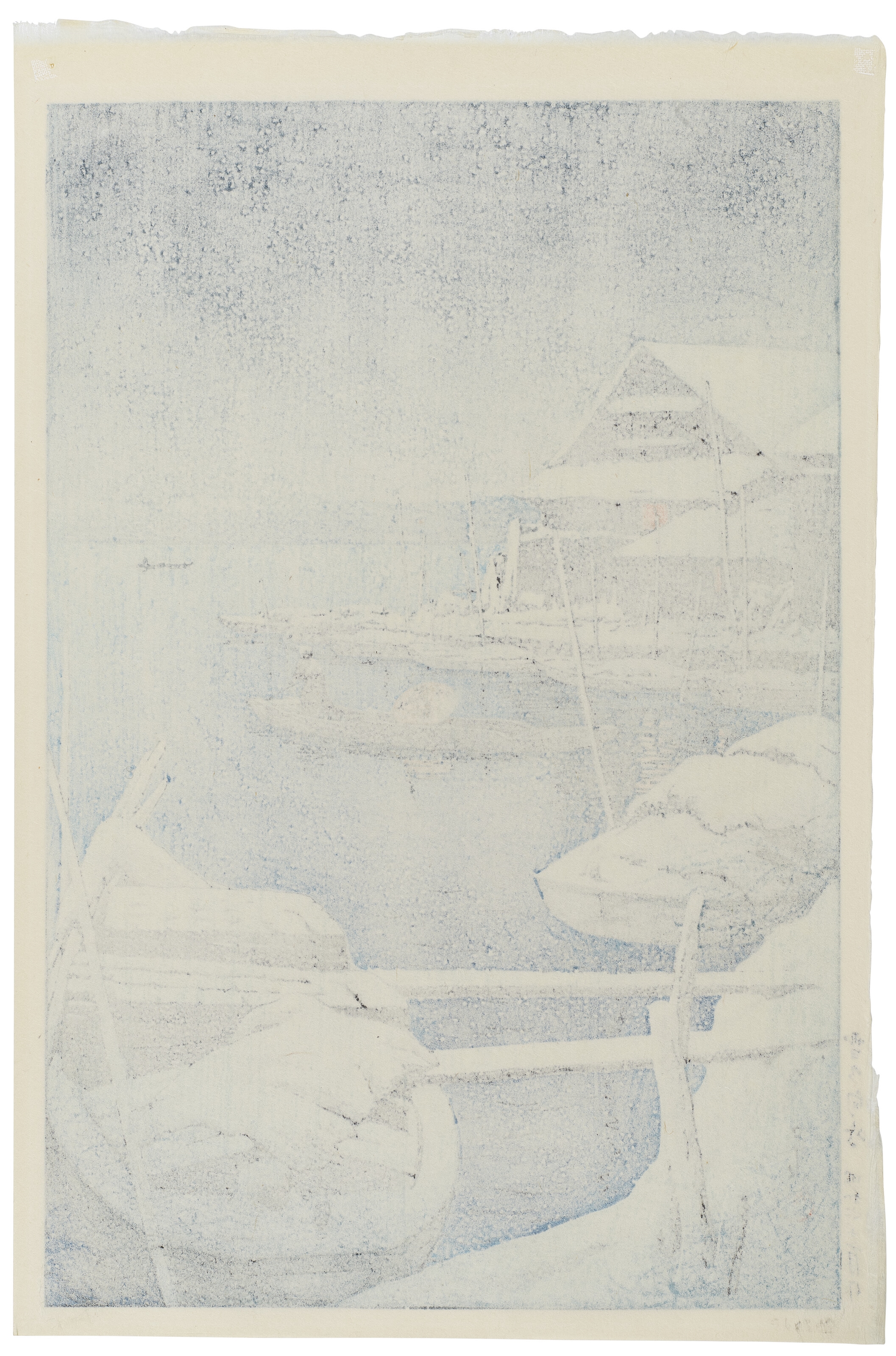 Artwork by Hasui Kawase, Snow at Mukojima, Made of Woodblock print