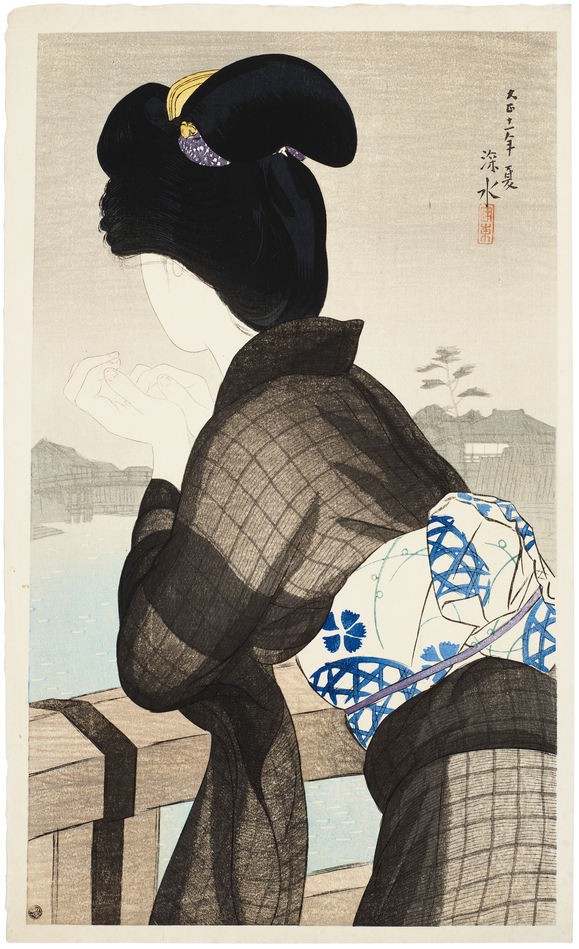 Artwork by Shinsui Ito, Suzumi (Evening cool), Made of Woodblock print