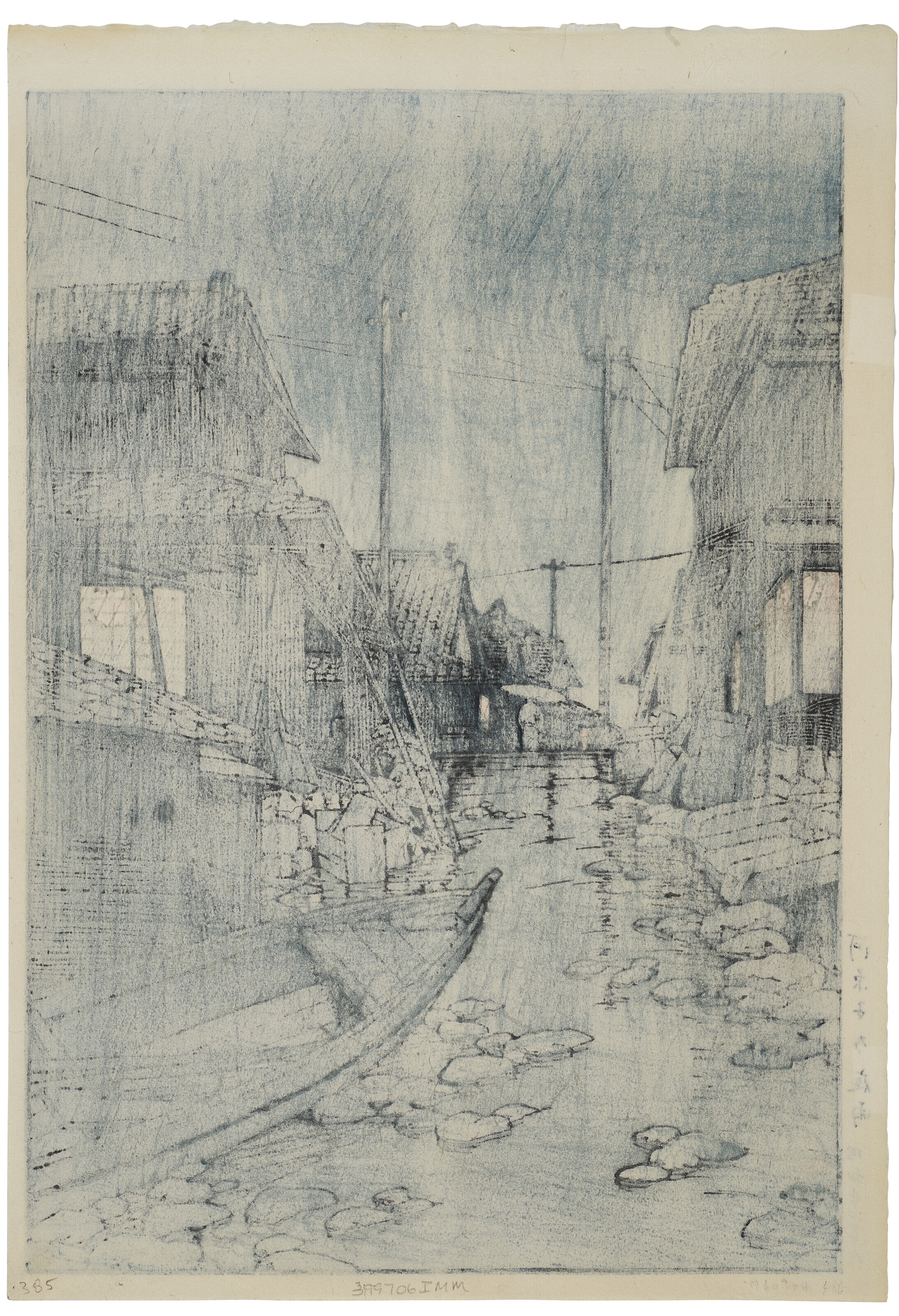 Artwork by Hasui Kawase, Kawarago no yau (Evening rain at Kawarago), Made of Woodblock print