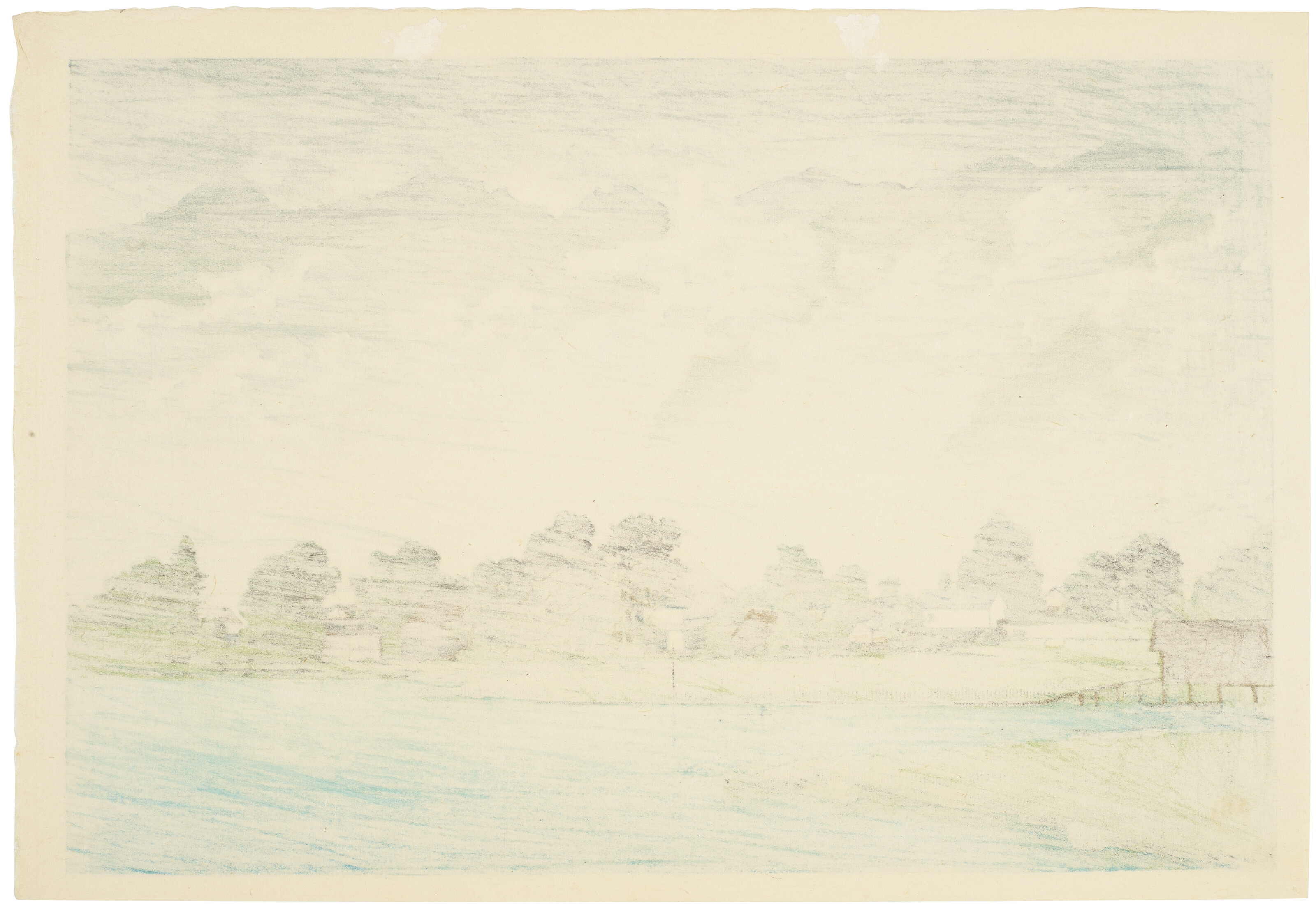 Artwork by Hasui Kawase, Shinshu Kizakiko (Kizaki Lake in Shinshu), Made of Woodblock print