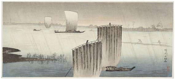 Arakawa no shigure (Arakawa in late autumn rain) by Takahashi Shōtei